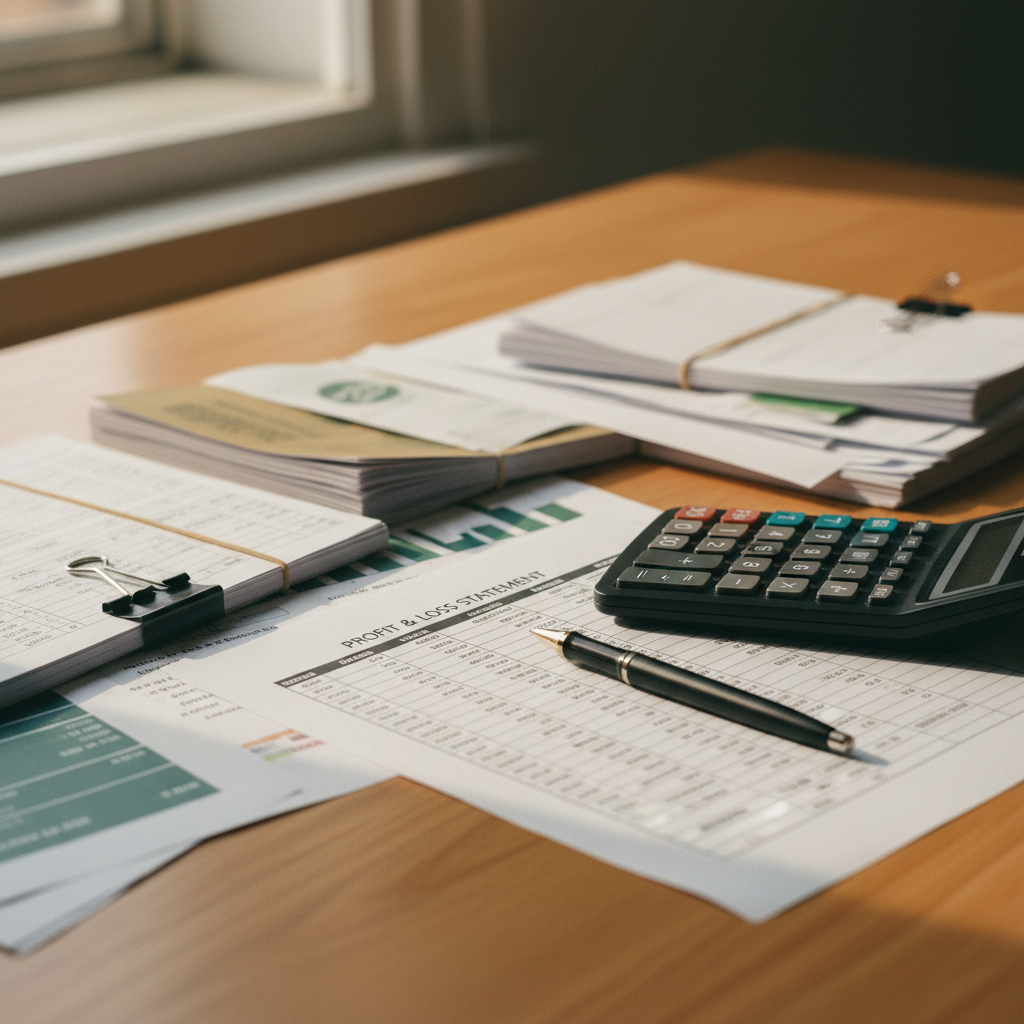 Bureau met financiele documenten